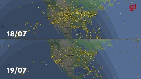 Plataforma de controle de voos mostra impacto de apagão cibernético no setor aéreo dos EUA